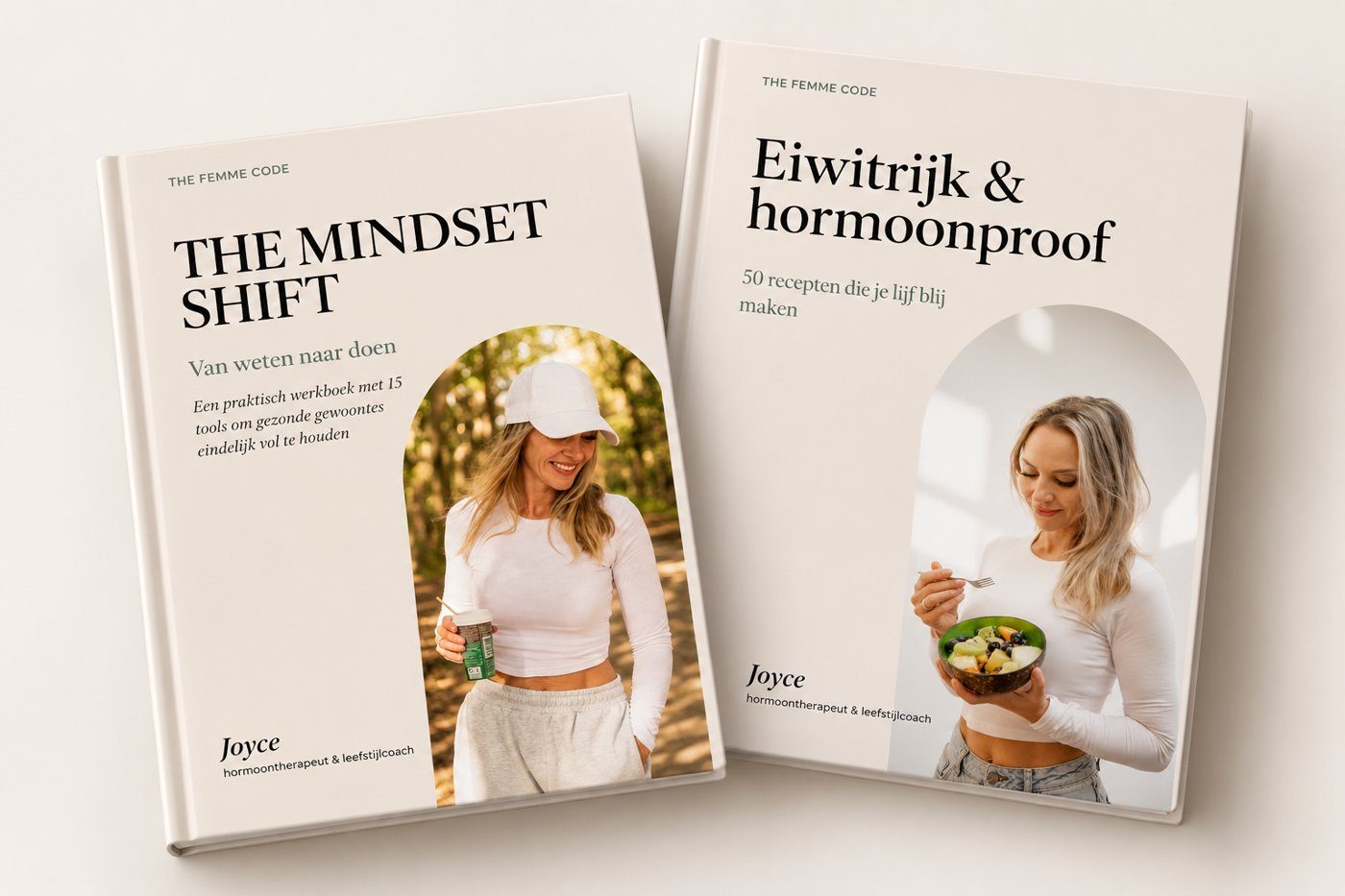 De twee e-books The Mindset Shift en Eiwitrijk en hormoonproof