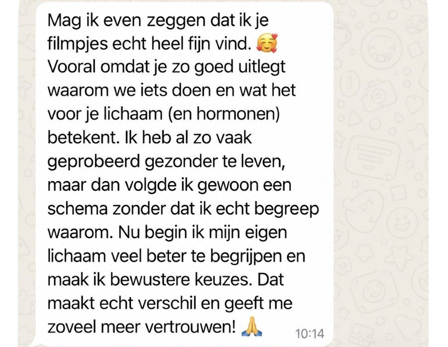 Bericht van een deelnemer: ze begrijpt haar lichaam en hormonen nu veel beter